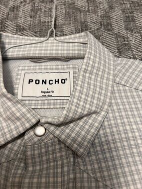 Pancho Gray Checkered Men's Shirt excellent condition. Pearl buttons.